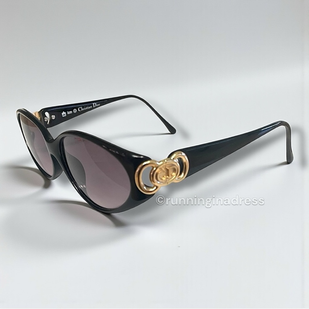 Vintage Christian Dior Black & Gold CD Logo Sunglasses 2851A - Picture 6 of 15